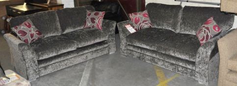 1 x Luxurious MARK WEBSTER 2x2 Seater Fabric Sofa Set – Ex Display – Dimensions : 181cmx87x91cm –
