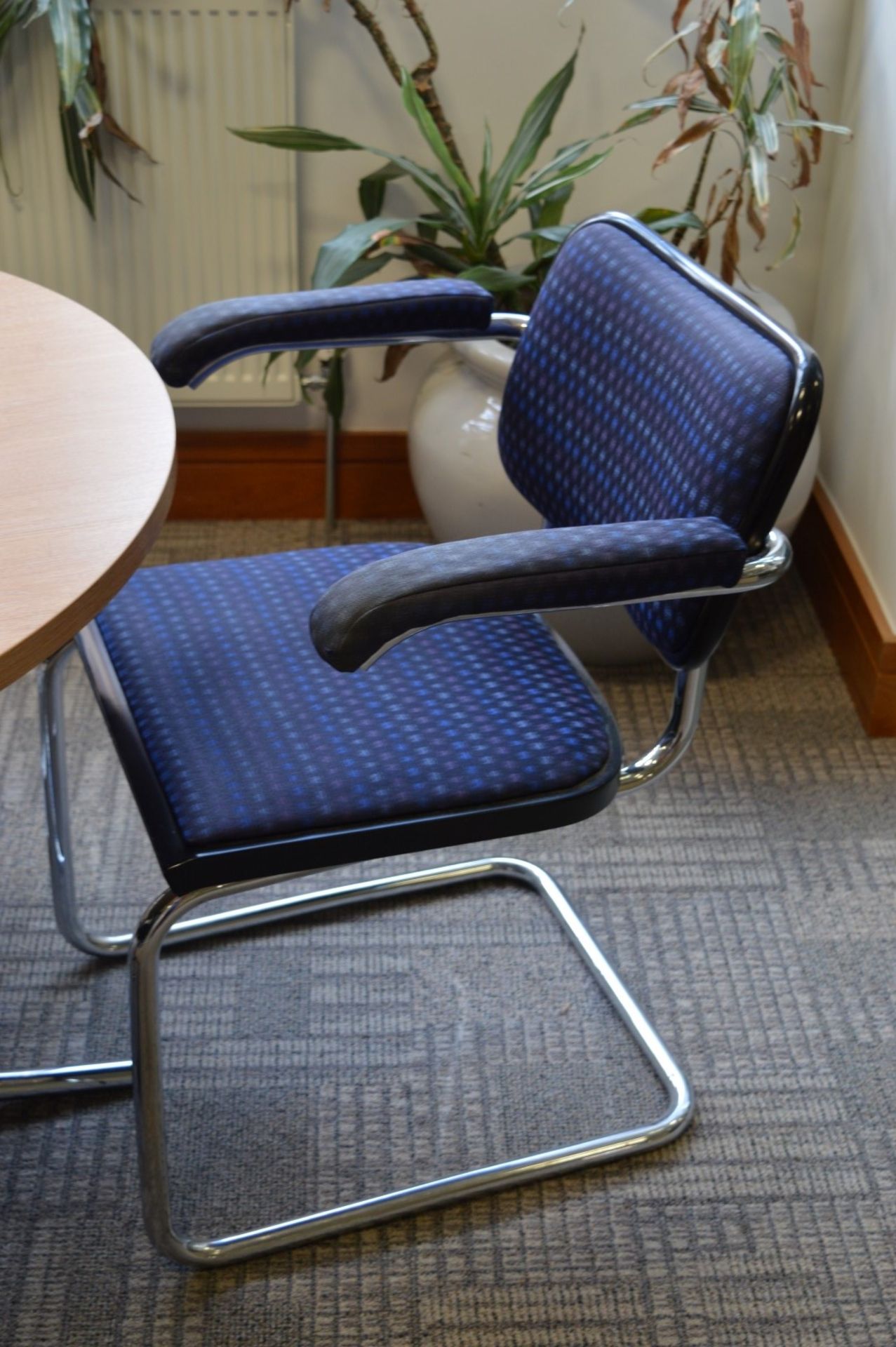 1 x Round Office Meeting Table With Four Chairs - Beech Table Surface With Chrome Base - Four - Image 3 of 6