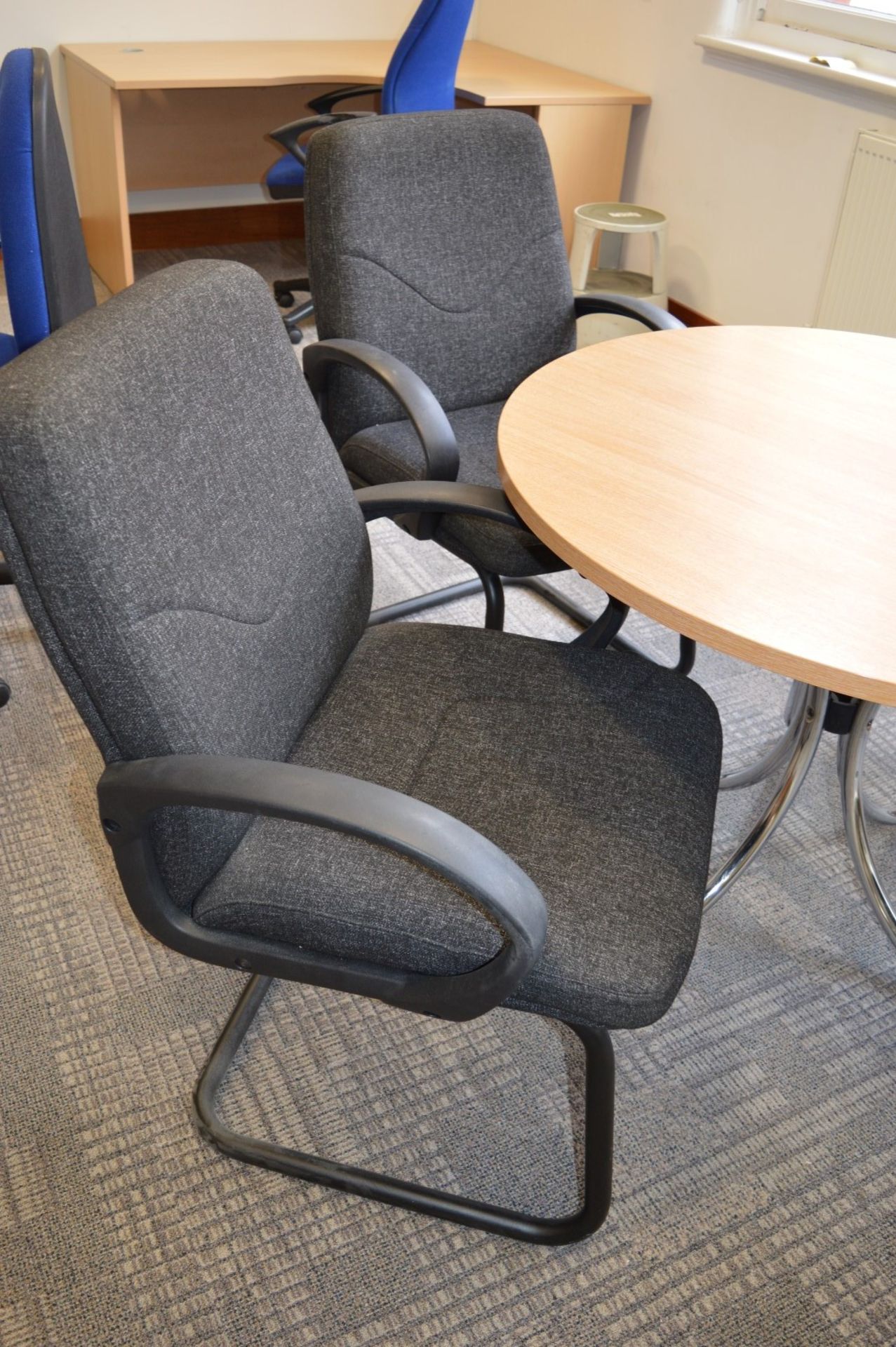 1 x Round Office Meeting Table With Four Chairs - Beech Table Surface With Chrome Base - Four - Image 4 of 6