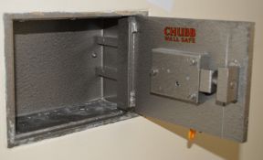 1 x Vintage Chubb Wall Safe - Buyer to Remove From Wall - Includes Two Keys - 21.5 x 15 cms -