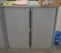 1 x Bisley Office Storage Cabinet With Tambour Sliding Doors - Does NOT Include Key - H102 x W100