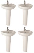 4 x Vogue Bathrooms BIJOU Single Tap SINK BASINS With Full Pedestals - Vogue Bathrooms - 51cm
