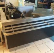 1 x Serving Counter With Stainless Steel Top and Plate Dispenser - On Castors For