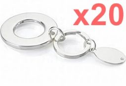 20 x Silver Plated Key Rings By ICE London - Design: SOLAR - MADE WITH 