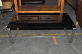 1 x Stylish Black Glassed Coffee Table on Chrome Legs – Ex Display With Slight Wear – Dimensions :