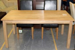 1 x Oak 5ft Table With 4 x Leather Seats - Ref CH016 - Ex Display Stock In Very Good Condition –