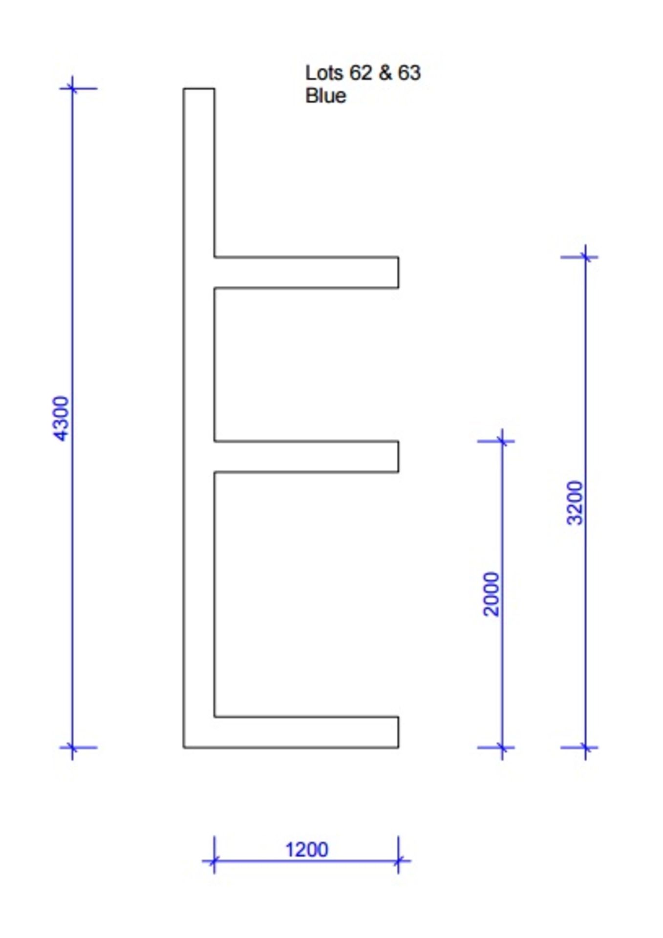 1 x Section of Heavy Duty Cantilever Racking - Single Sided - Three Tier - CL151 - Blue Finish - - Image 2 of 2
