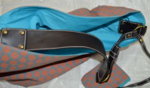1 x Miso Shopper Bag - Hardwearing Material With Blue Inner Fabric, Leather Handle and Internal