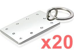20 x Silver Plated Rectangular Key Rings By ICE London - MADE WITH 