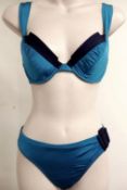 1 x Rasurel - Turquoise/Navy trim  - Sorrento Push up  Bikini - R20345 - Size 2C - UK 32 - Fr 85 -