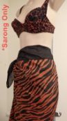 1 x Rasurel - Black/Tan Leopard and Stripe - SARONG - Design: Bahia - R21276 - one size - Ref: