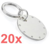 20 x Silver Plated Circle Key Rings By ICE London - MADE WITH 