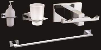 1 x Vogue Series 6 Four Piece Chrome Bathroom Accessory Set - Includes Soap Dispenser, Toothbrush
