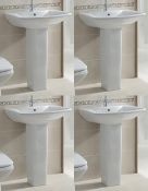 4 x Vogue Bathrooms ODEON Two Tap Hole SINK BASINS With Pedestals - 600mm Width - Product Code