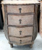 1 x Orante Woven Raffia Cabinet - Features 4 Drawers & Embossed Ornate Metal Corner Panels - CL011 -