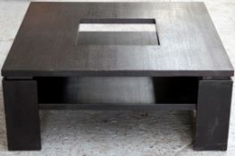 1 x Large Square Wooden Coffee Table - Modern Design - Prebuilt With A Dark Wood Finish - Preowned