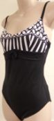 1 x Rasurel - Black/White patterned - Borneo  Swimsuit - R20435 - Size 2C - UK 32 - Fr 85 - EU/Int
