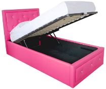 1 x Hollywood Crystal Ottoman Storage Bed - Single 3ft - Colour: HOT PINK - Brand New & Boxed -