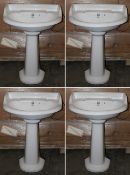 4 x Vogue Bathrooms HEYWOOD Two Tap Hole SINK BASINS With Pedestals - 580mm Width - Brand New