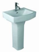 1 x Fenzo Single Tap Hole Sink Basin With Full Pedestal - Vogue Bathrooms - 600mm Width - Brand