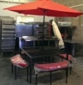 1 x Red and Black Patio Set - Pre-assembled In Excellent Condition - Features Sturdy Metal
