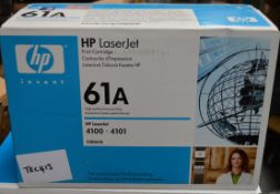 1 x HP 61A Original Nlack Toner Cartridge - For HP Laserjet 4100 / 4101 Printers - Genuine Boxed
