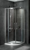 1 x Aqua Latus 800mm Double Door Quad Shower Enclosure With Shower Tray - Polished Chrome Finish -