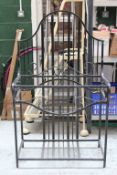 1 x Wrought Iron Freestanding Planter Stand - Black Solid Iron Frame - Preowned In Good