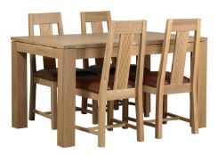1 x Mark Webster Buckingham Extending Dining Table and Four High Back Chairs - White Wash Oak With a