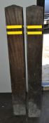 1 x Solid Wooden Bollards With Reflectors - Size 120cm High x 15cm Diameter - Ideal For Stopping