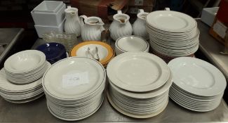 Job Lot of white plates / matching jugs catering service as per photos