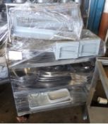 Mobile Stainless Steel Catering shelving Unit /Trolley 88cm x 46cm x height 92cm - with CONTENTS