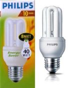 34 x Philips Genie 8w (40w) E27 ES 827 CFL Energy Saving Light Bulbs With Edison Screw Caps -