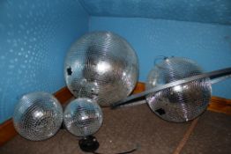 4 x Various Glitter Disco Balls - Large and Small Sizes - Various Conditions as Shown in the