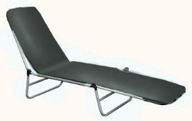 1 x Full Size, Adult Sun Lounger -  Foldaway Design For Easy Storage - Black Mesh Fabric Over A