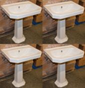 4 x Vogue Bathrooms CLARA Single Tap Hole SINK BASINS With Pedestals - 600mm Width - Brand New Boxed