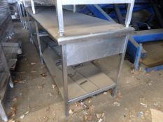 1 x Stainless Steel Commercial Kitchen Prep Bench With Undershelf and Overshelf - CL057 - Ref 89 -