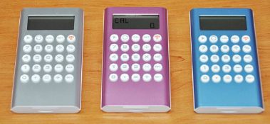 23 x Calculators - Supplied In 3 Attractive Metallic Colours: Silver, Pink & Blue -  New Stock -