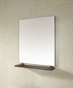 1 x Vogue Juno 450mm Wall Hung Walnut Bathroom Mirror With Shelf - Splash and Water Proof - Brand