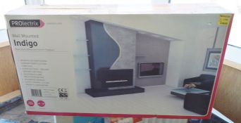 1 x PROlectrix Wall Mounted Indigo Black Glass Widescreen Electric Fireplace - Contemporary Design -