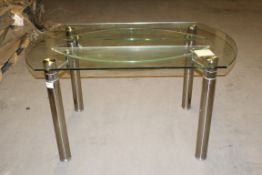 1 Mark Webster Round Extending Glass Drop Leaf Table - Dimensions: 140cm x 90cm (140 x 140cm