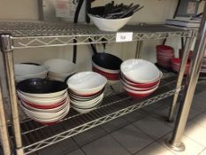 1 x Stainless Steel 2 Tier Wire Storage Rack With Contents Including 50 Dinner Bowls and Some