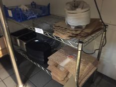 1 x Stainless Steel 2 Tier Wire Storage Rack With Contents Including Food Trays, Burger King Paper