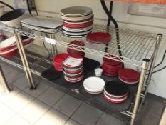 1 x Stainless Steel 2 Tier Wire Storage Rack With Contents Including Approx 120 Various Sized Plates