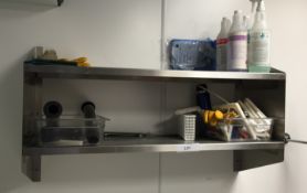 1 x Commercial Stainless Steel Shelf - With Contents - Dimensions: 100cm x 33cm x height 53cm -