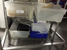 1 x Commercial Catering Wire Storage Shelf With Contents as Pictured - Two Tier - H62 x W100 x D40cm