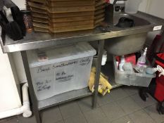 1 x Commercial Stainless Steel Sink Unit with Drainer - 140cm x 66cm x height 91cm - Contents NOT