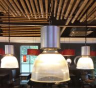 9 x Contemporary Suspended Ceiling Lights With Reflective Shades - Suspended From Long Chains -