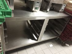 1 x Stainless Steel Preparation Table with Bread Tray Storage - Dimensions 155cm x 45cm x height