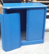 1 x Silverline Office Storage Cabinet With Tambour Sliding Doors - BLUE - Does NOT Include Key -